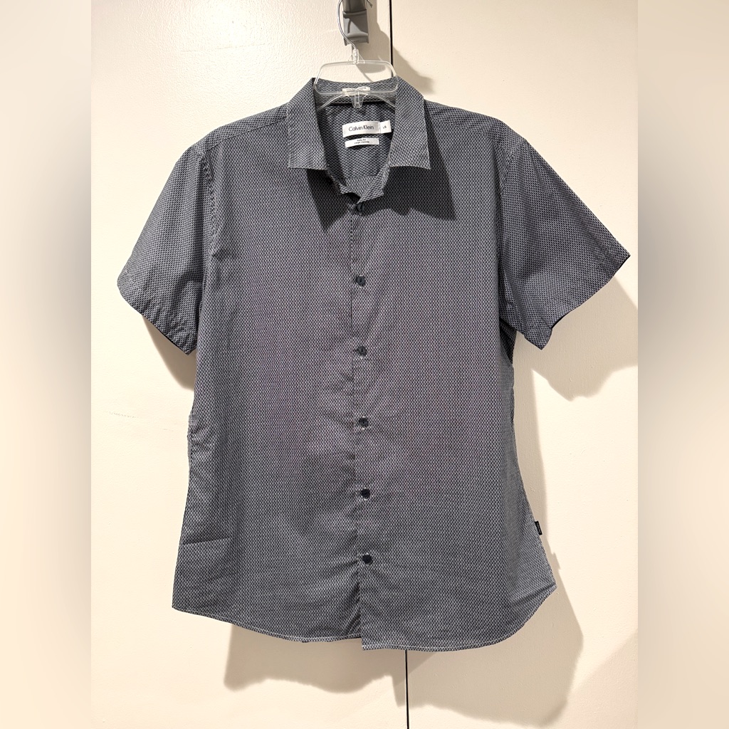 Calvin Klein Men's Cotton Short Sleeve Shirt In Black Multi, L
